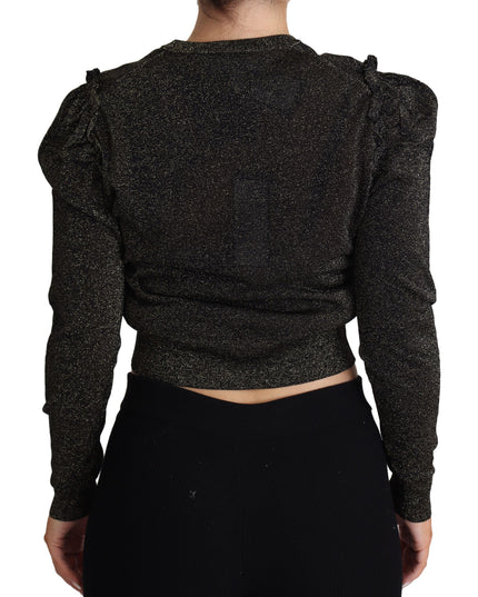 Dolce & Gabbana Black Gold Cropped Women Pullover Sweater