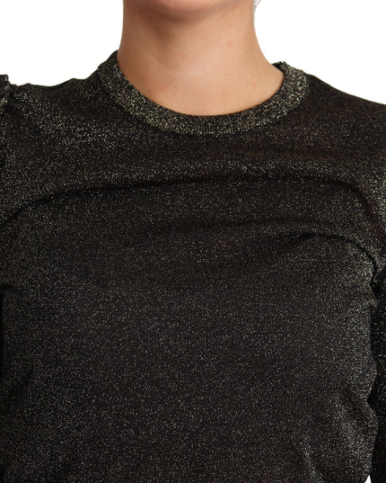 Dolce & Gabbana Black Gold Cropped Women Pullover Sweater