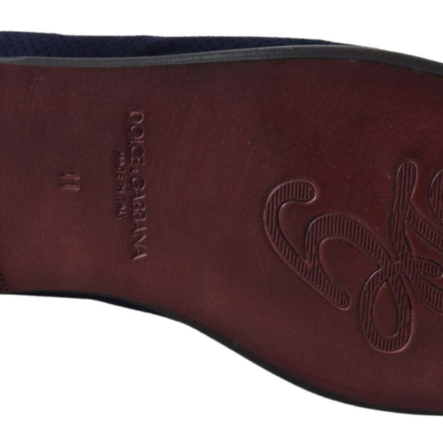 Dolce & Gabbana Blue Suede Caiman Loafers Slippers Shoes
