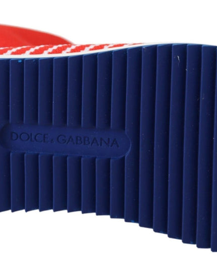 Dolce & Gabbana Blue Red Sorrento Logo Sneakers Socks Shoes