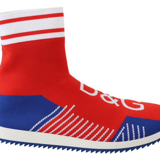 Dolce & Gabbana Blue Red Sorrento Logo Sneakers Socks Shoes