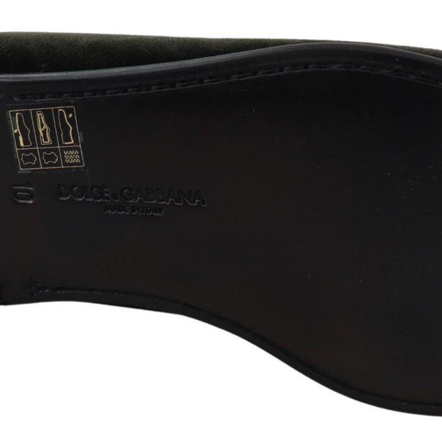 Dolce & Gabbana Green Velvet Slip On Mens Loafers Shoes
