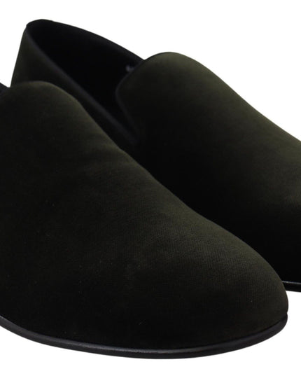Dolce & Gabbana Green Velvet Slip On Mens Loafers Shoes