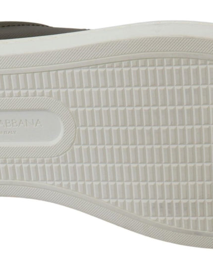 Dolce & Gabbana White Green Leather Low Top Sneakers Shoes