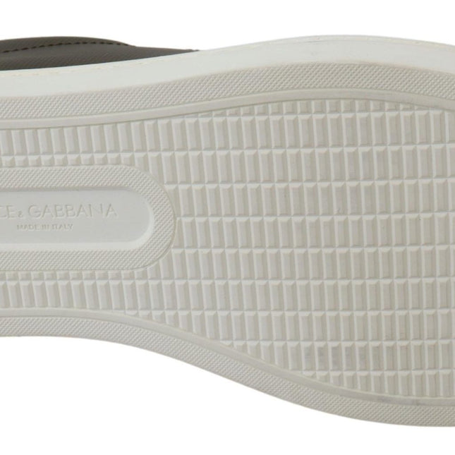 Dolce & Gabbana White Green Leather Low Top Sneakers Shoes