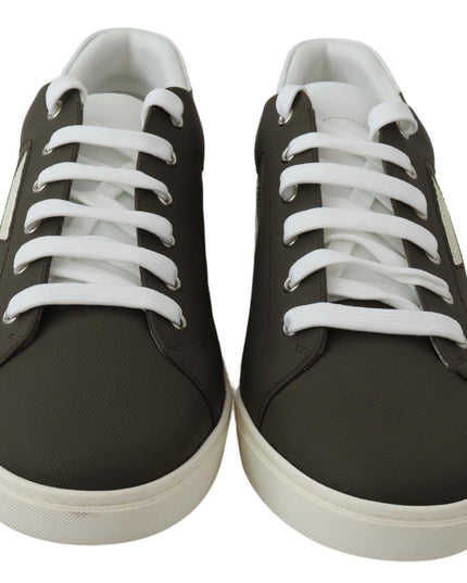 Dolce & Gabbana White Green Leather Low Top Sneakers Shoes