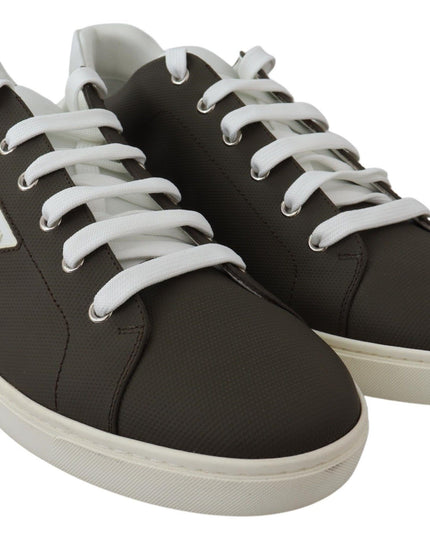 Dolce & Gabbana White Green Leather Low Top Sneakers Shoes