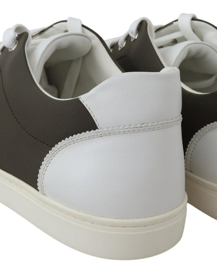 Dolce & Gabbana White Green Leather Low Top Sneakers Shoes