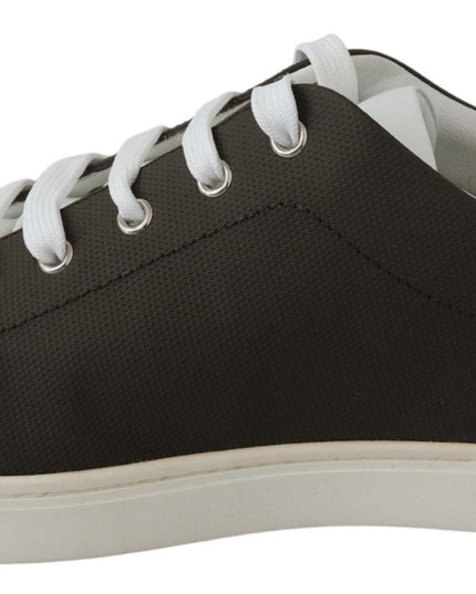Dolce & Gabbana White Green Leather Low Top Sneakers Shoes