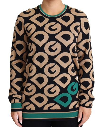 Dolce & Gabbana Multicolor DG Mania Wool Crewneck Pullover Sweater