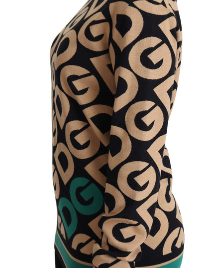 Dolce & Gabbana Multicolor DG Mania Wool Crewneck Pullover Sweater