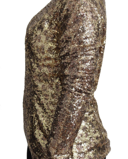 Dolce & Gabbana Brown Leopard Fit Turtleneck Sequin Sweater