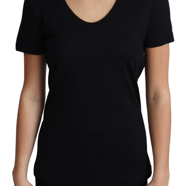 Dolce & Gabbana Black Wool Round Neck Short Sleeves T-shirt