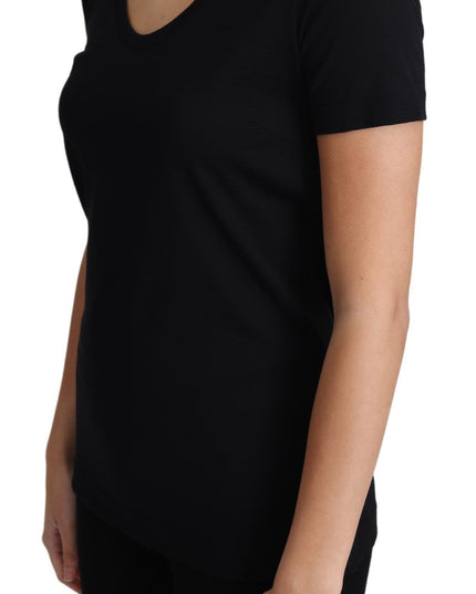 Dolce & Gabbana Black Wool Round Neck Short Sleeves T-shirt