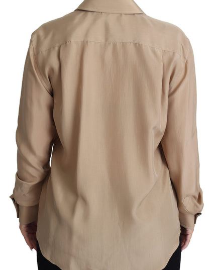 Dolce & Gabbana Beige Silk Shirt Decorative Buttons Top