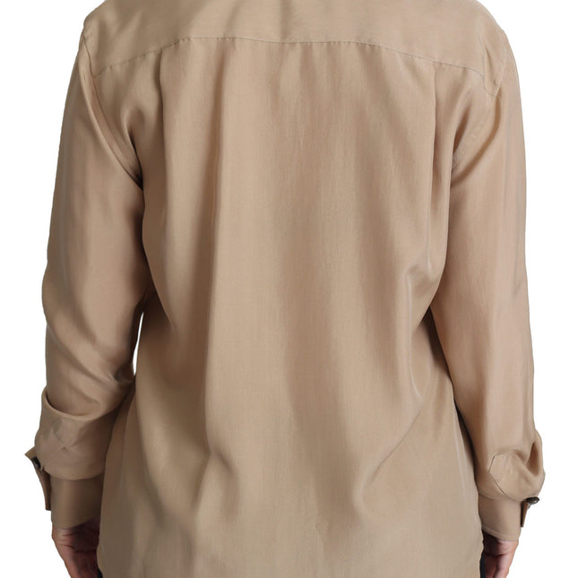 Dolce & Gabbana Beige Silk Shirt Decorative Buttons Top