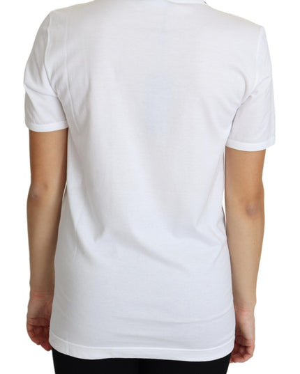 Dolce & Gabbana White San Valentino Heart Crystals T-shirt Top