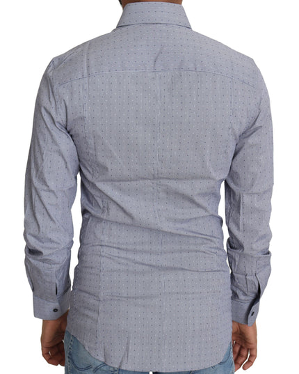 Dolce & Gabbana Gray Dotted Semi Fitted Formal SICILIA Shirt