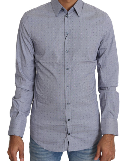 Dolce & Gabbana Gray Dotted Semi Fitted Formal SICILIA Shirt