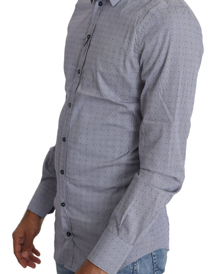 Dolce & Gabbana Gray Dotted Semi Fitted Formal SICILIA Shirt
