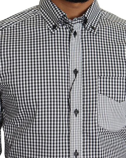 Dolce & Gabbana Black White Checkered Casual Shirt