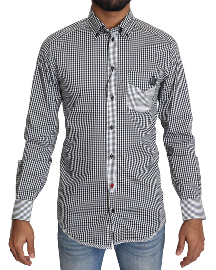 Dolce & Gabbana Black White Checkered Casual Shirt