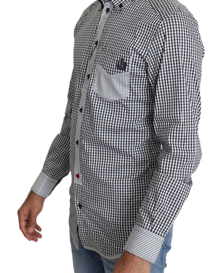 Dolce & Gabbana Black White Checkered Casual Shirt