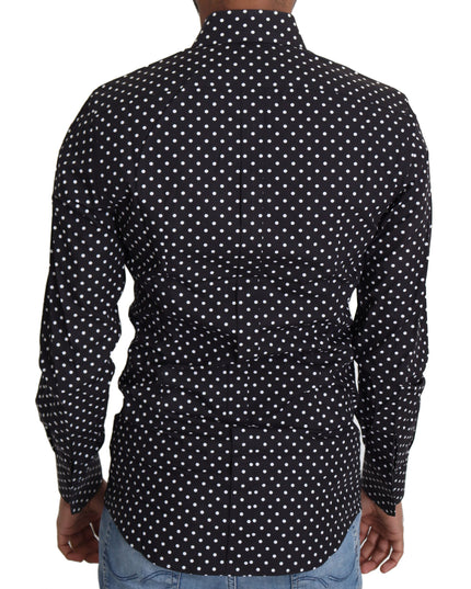Dolce & Gabbana Black White Polka Dots Casual Shirt