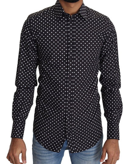 Dolce & Gabbana Black White Polka Dots Casual Shirt