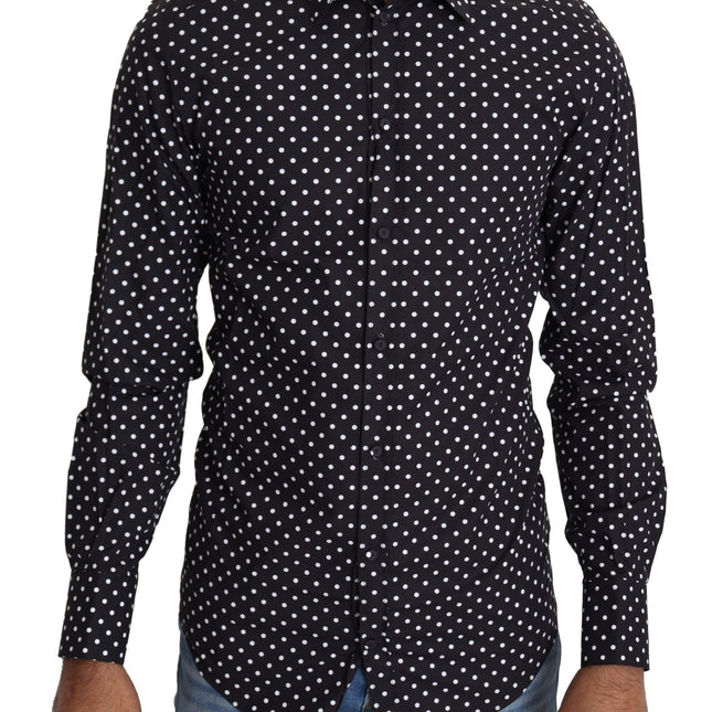 Dolce & Gabbana Black White Polka Dots Casual Shirt