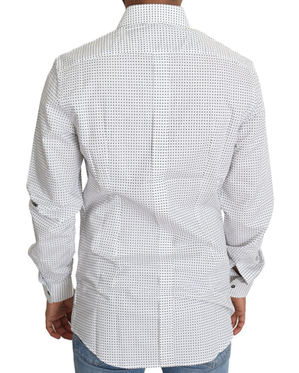 Dolce & Gabbana Black White Polka Dots Dress Shirt