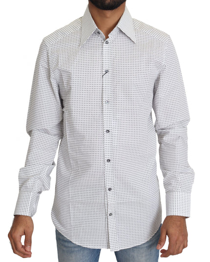 Dolce & Gabbana Black White Polka Dots Dress Shirt