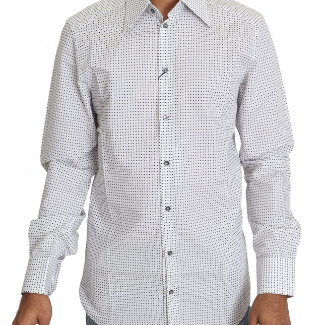 Dolce & Gabbana Black White Polka Dots Dress Shirt