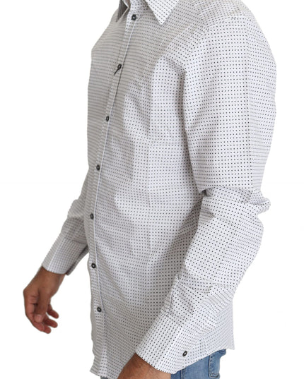Dolce & Gabbana Black White Polka Dots Dress Shirt