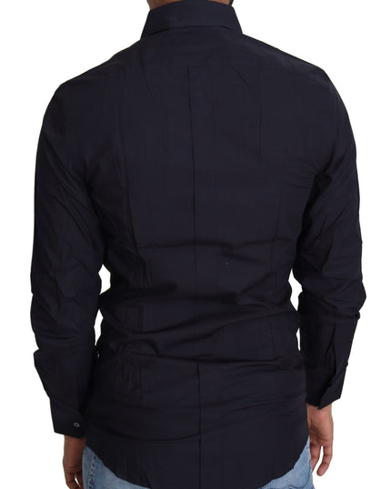 Dolce & Gabbana Navy Blue Cotton Formal Dress Shirt