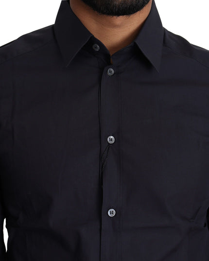 Dolce & Gabbana Navy Blue Cotton Formal Dress Shirt