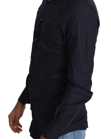 Dolce & Gabbana Navy Blue Cotton Formal Dress Shirt