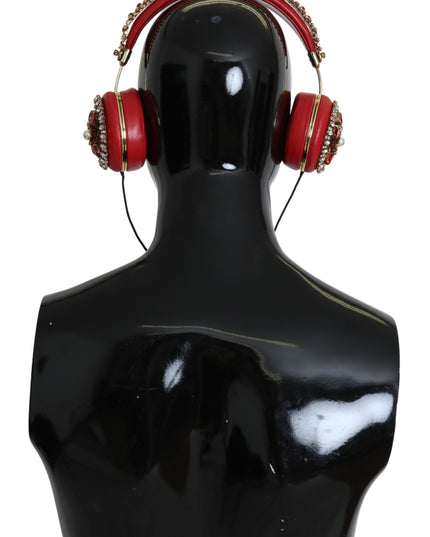 Dolce & Gabbana FRENDS Leather Red Floral Crystal Headset Headphones
