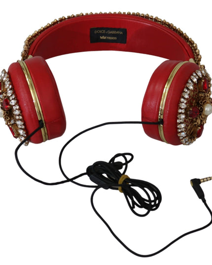 Dolce & Gabbana FRENDS Leather Red Floral Crystal Headset Headphones