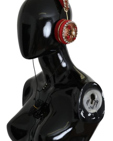 Dolce & Gabbana FRENDS Leather Red Floral Crystal Headset Headphones