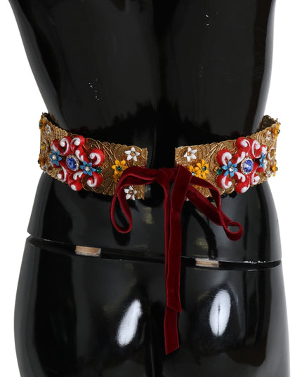 Dolce & Gabbana multicolor Embellished Floral Crystal Wide Waist Belt