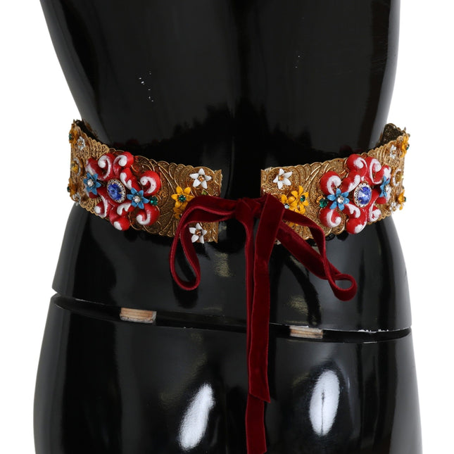 Dolce & Gabbana multicolor Embellished Floral Crystal Wide Waist Belt