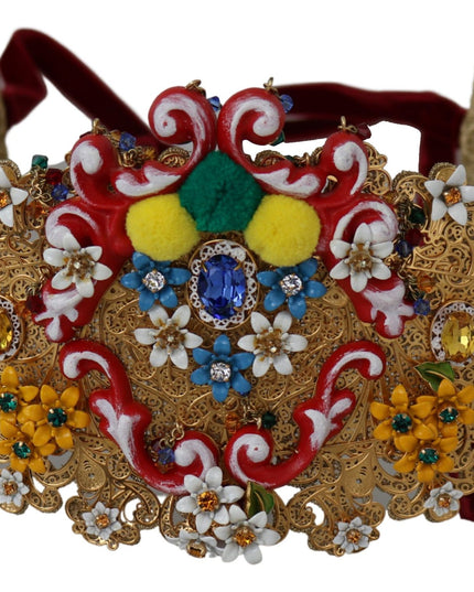 Dolce & Gabbana multicolor Embellished Floral Crystal Wide Waist Belt