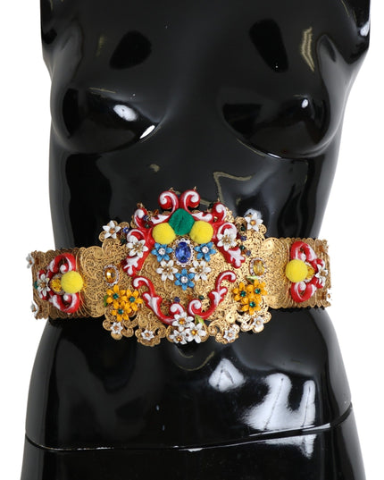Dolce & Gabbana multicolor Embellished Floral Crystal Wide Waist Belt