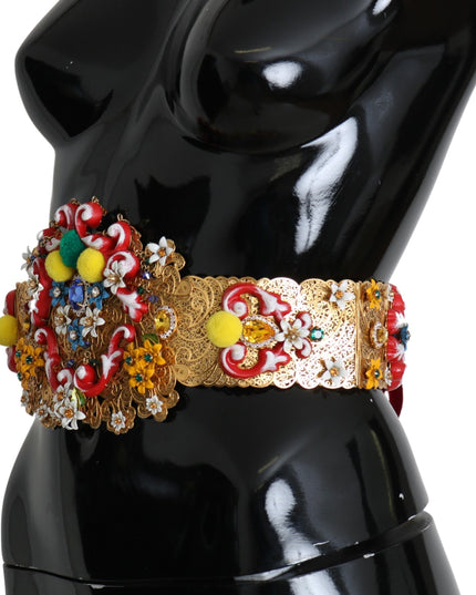 Dolce & Gabbana multicolor Embellished Floral Crystal Wide Waist Belt