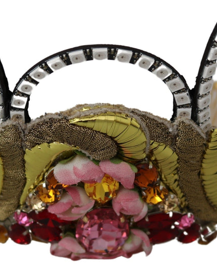 Dolce & Gabbana Gold Brass Floral Crystals LED Lights Crown Tiara Diadem