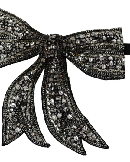 Dolce & Gabbana Silver Tone 100% Silk Crystal Embellished Women  Bowtie
