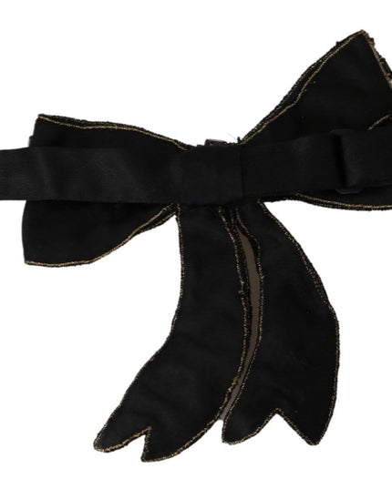 Dolce & Gabbana Gold Tone Silk Rhinestone Embellished Women Bowtie