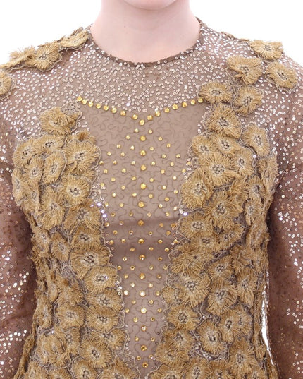 Lanre Da Silva Ajayi GOLD Long Lace Maxi Crystal Dress