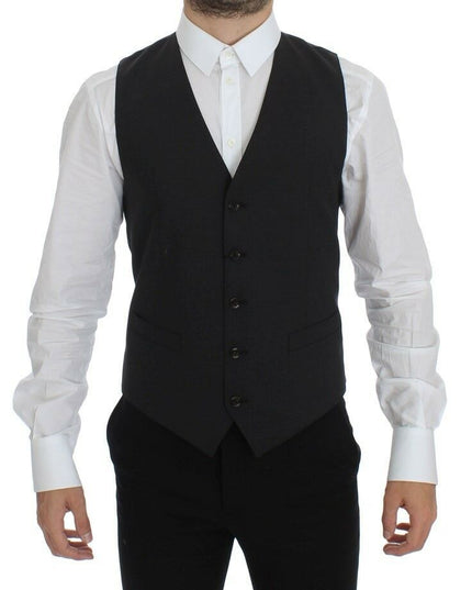 Dolce & Gabbana Gray Wool Stretch Dress Blazer Vest